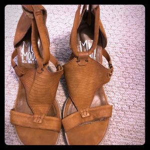 Tan zip up wedges